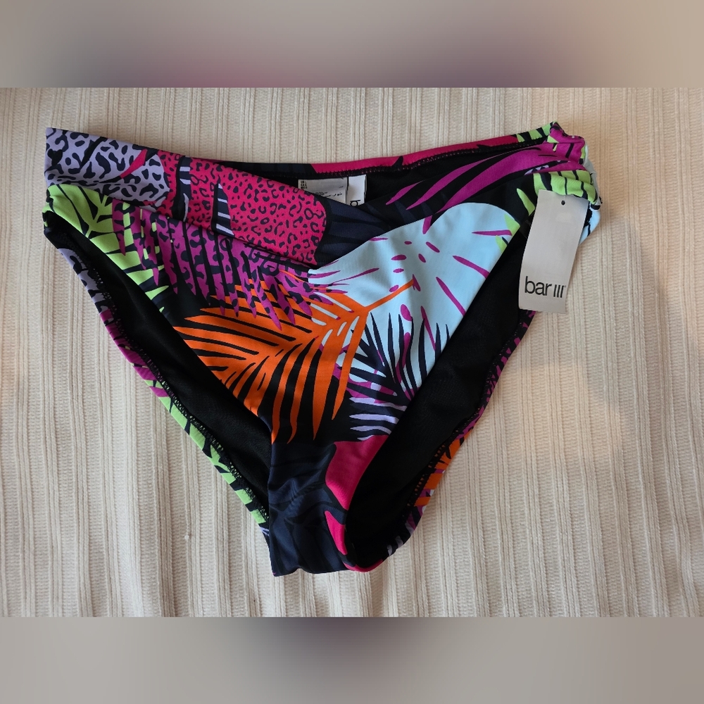 Tropical Bikini Bottom Sz L - Free Second Tummy Control Bottom Black Sz 12